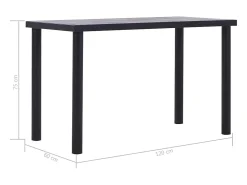 Mesa de comedor de MDF negro y gris hormigón 120x60x75 cm