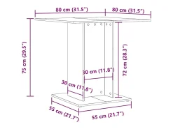 Mesa de comedor de roble Sonoma 80x80x75 cm Madera de ingeniería
