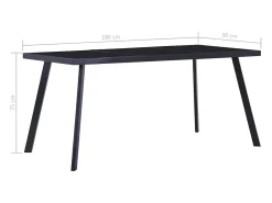 Mesa de comedor de vidrio templado negro 180x90x75 cm