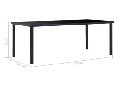 Mesa de comedor de vidrio templado negro 200x100x75 cm ES327577