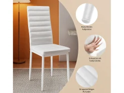 Mesa de Comedor de Vidrio Templado Rectangular para 4 Personas con Estructura y Patas de Metal en Color Blanco 120 x 70 x 75 cm