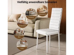 Mesa de Comedor de Vidrio Templado Rectangular para 4 Personas con Estructura y Patas de Metal en Color Blanco 120 x 70 x 75 cm