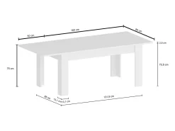 Mesa de comedor diseño extensible 160-210 x 90 cm madera olmo Jesi Pearl