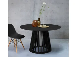 Mesa de comedor efecto madera de 4 plazas negro