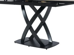 Mesa de comedor en cerámica y vidrio templado - Efecto mármol blanco y negro - LIOMELI