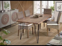 Mesa de comedor en madera acacia natural y patas de metal 10 plazas