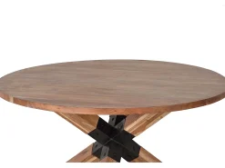 Mesa de comedor en madera acacia natural y patas de metal negro