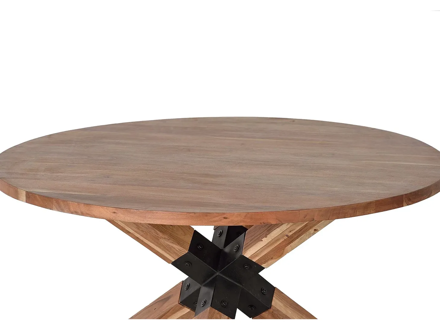 Mesa de comedor en madera acacia natural y patas de metal negro