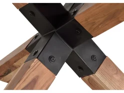 Mesa de comedor en madera acacia natural y patas de metal negro