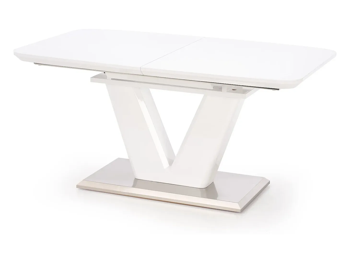 Mesa de comedor en V extensible Clari lacada en blanco