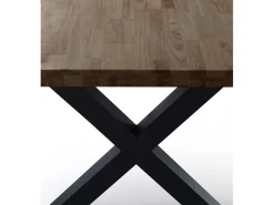 Mesa de comedor estilo industrial de 140x80x76 cm de madera y patas negras en 'X' Darek