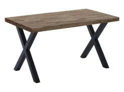 Mesa de comedor estilo industrial de 140x80x76 cm de madera y patas negras en 'X' Darek