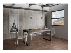 Mesa de comedor extensible tiroz evolución-Marrón-Base y soporte con ruedas-180 à 440cm