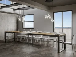 Mesa de comedor extensible tiroz evolución-Marrón-Base y soporte con ruedas-180 à 440cm