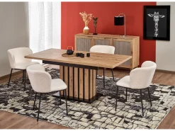 Mesa de comedor extensible roble y negro 130cm Celso