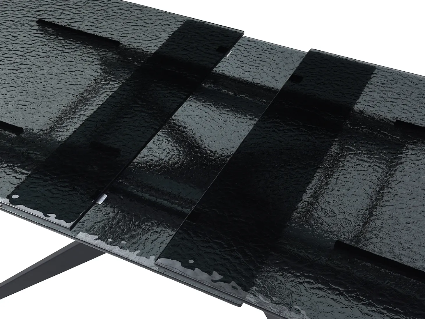 Mesa de comedor extensible en vidrio templado burbujeado y metal - Negro - LEGRIO de Maison Céphy