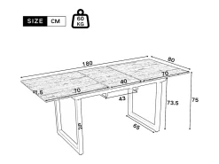 Mesa de comedor extensible multifuncional de acero - estilo industrial - Gris
