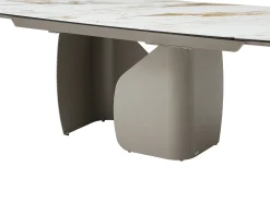 Mesa de comedor extensible para 6 a 10 personas en cerámica, cristal templado y metal topo - Efecto mármol blanco - CAMUVO de Maison Céphy
