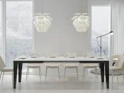 Mesa de comedor extensible evolución Flavio-Color Blanco-Ancho extensible