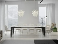 Mesa de comedor extensible evolución Flavio-Color Blanco-Ancho extensible