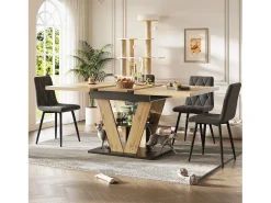 Mesa de comedor extensible 110/140x80x75 cm - Para 6 personas - MDF + metal - Natural