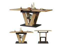 Mesa de comedor extensible 110/140x80x75 cm - Para 6 personas - MDF + metal - Natural