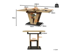 Mesa de comedor extensible 110/140x80x75 cm - Para 6 personas - MDF + metal - Natural