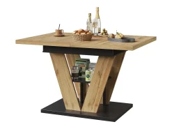 Mesa de comedor extensible 110/140x80x75 cm - Para 6 personas - MDF + metal - Natural