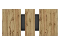 Mesa de comedor extensible 110-140×80cm - 4-6 personas - con 2 puertas - estilo retro - Negro + Natural
