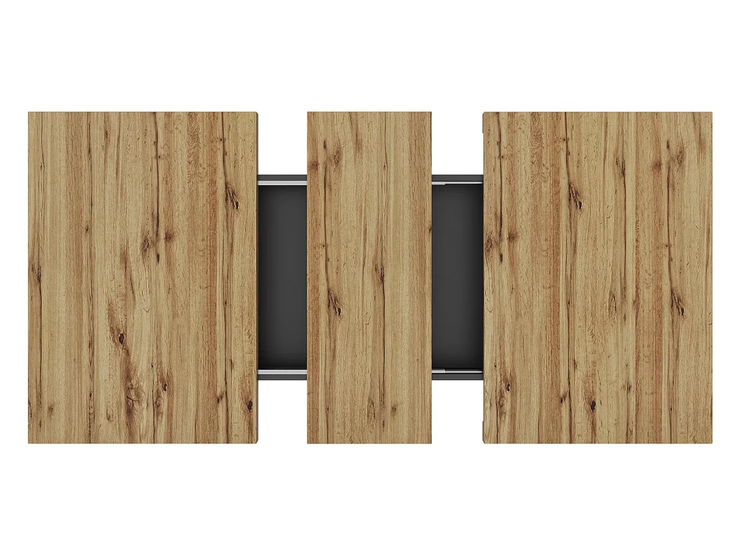 Mesa de comedor extensible 110-140×80cm - 4-6 personas - con 2 puertas - estilo retro - Negro + Natural