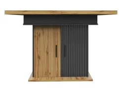 Mesa de comedor extensible 110-140×80cm - 4-6 personas - con 2 puertas - estilo retro - Negro + Natural