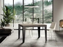 Mesa de comedor extensible evolución Flavio-Color Marrón-Ancho extensible