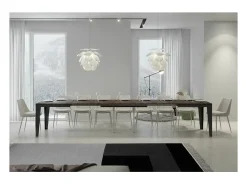 Mesa de comedor extensible evolución Flavio-Color Marrón-Ancho extensible