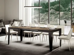 Mesa de comedor extensible evolución Flavio-Color Marrón-Ancho extensible