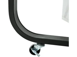 Mesa de comedor extensible y plegable, con ruedas, 1 puerta y 1 cajón, MDF lacado blanco, 150x80x76cm