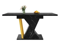 Mesa de comedor extensible para 4 a 6 personas - Tapa efecto mármol negro - Madera MDF
