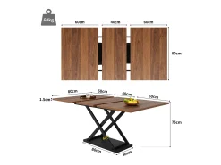 Mesa de comedor extensible (120-160x80 cm), Telescópica, con patas cruzadas negras, para cocina y salón, MDF, acabado madera nogal, diseño moderno