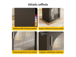 Mesa de comedor extensible - Tres estantes de almacenamiento integrados de altura regulable - 110/140×80×76 cm - Negro