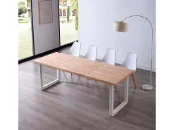 Mesa de comedor extensible Roma roble Nordish/blanco 77x140x80 cm Adec