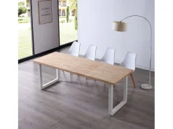 Mesa de comedor extensible Roma roble Nordish/blanco 77x140x80 cm Adec