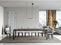Mesa de comedor extensible Karry-Color Marrón-Soporte 4 pies-Ancho extensible