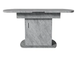 Mesa de comedor extensible ovalada 110(130)x70cm con almacenaje - Acabado efecto hormigón - Gris