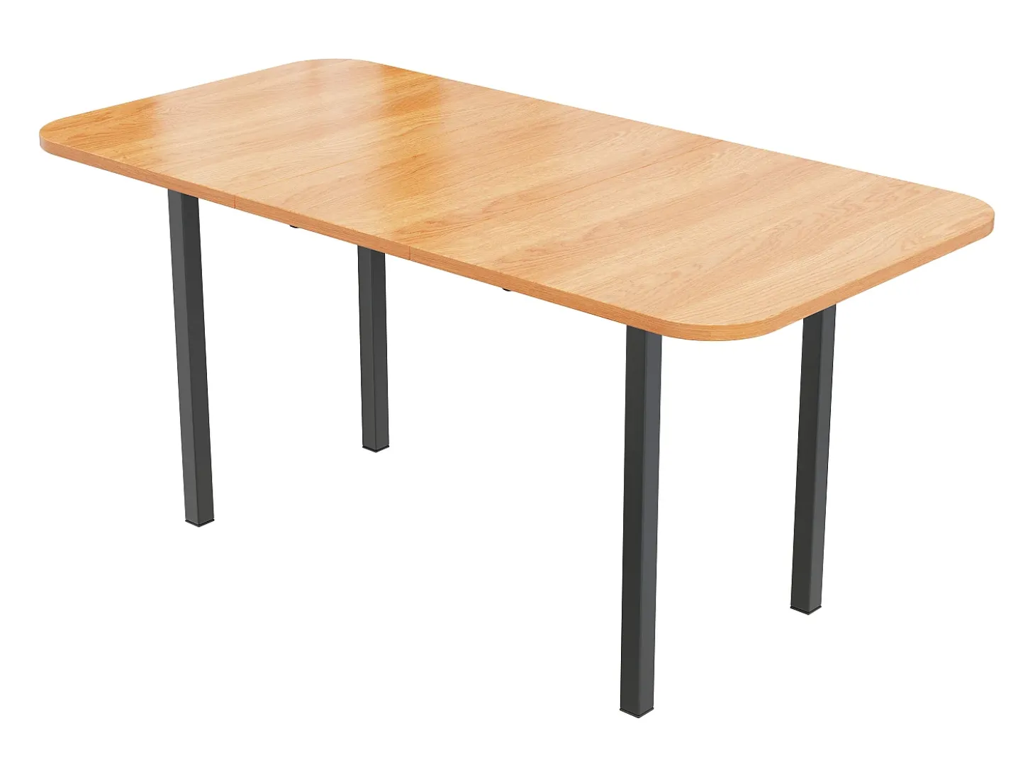 Mesa de comedor extensible para 4 a 6 cubiertos - L 120/160 x W 80 x H 75 cm - Madera MDF y metal - Natural