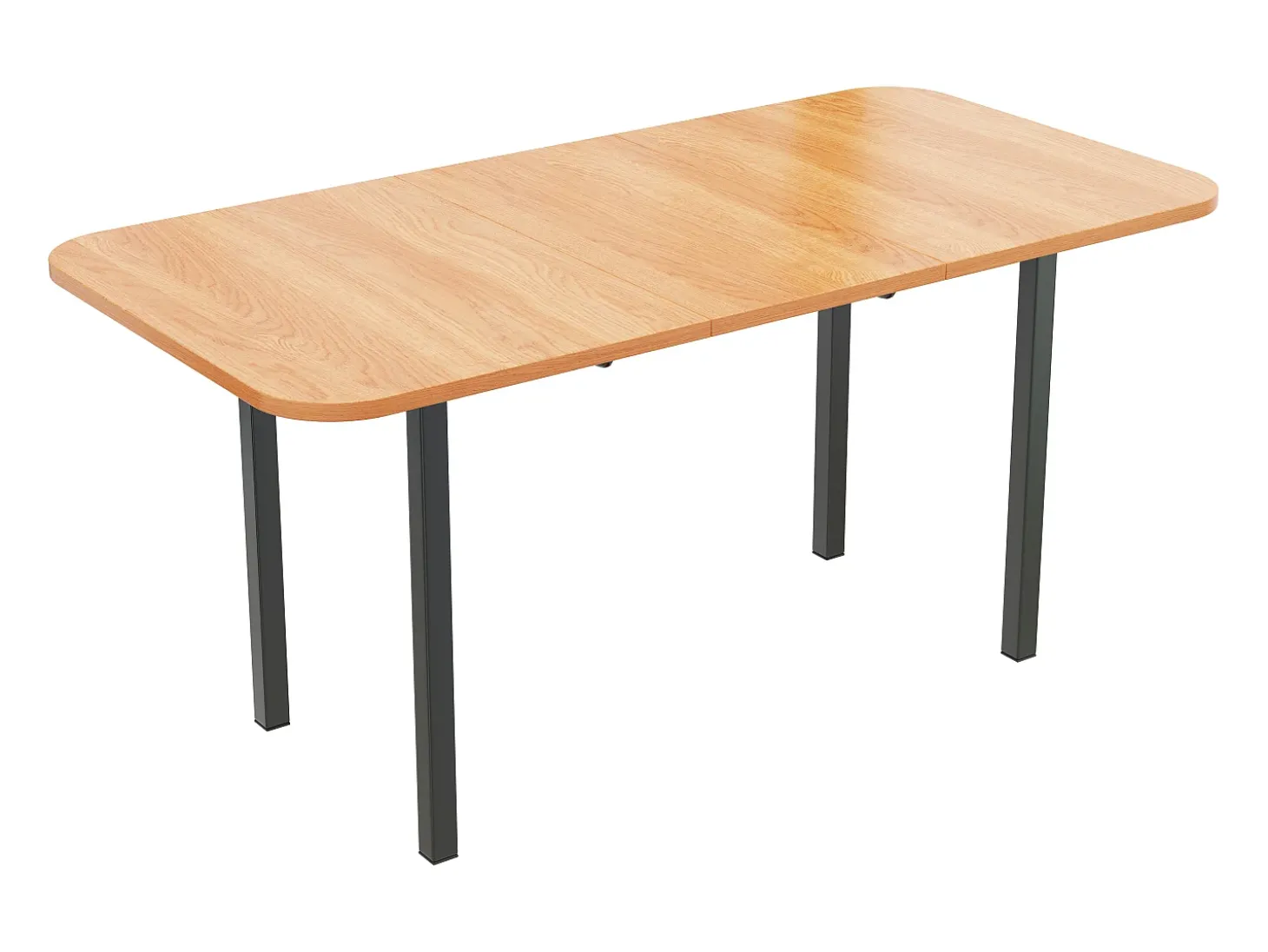 Mesa de comedor extensible para 4 a 6 cubiertos - L 120/160 x W 80 x H 75 cm - Madera MDF y metal - Natural