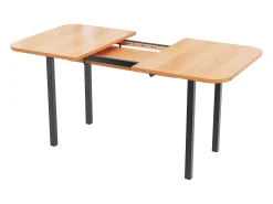 Mesa de comedor extensible para 4 a 6 cubiertos - L 120/160 x W 80 x H 75 cm - Madera MDF y metal - Natural