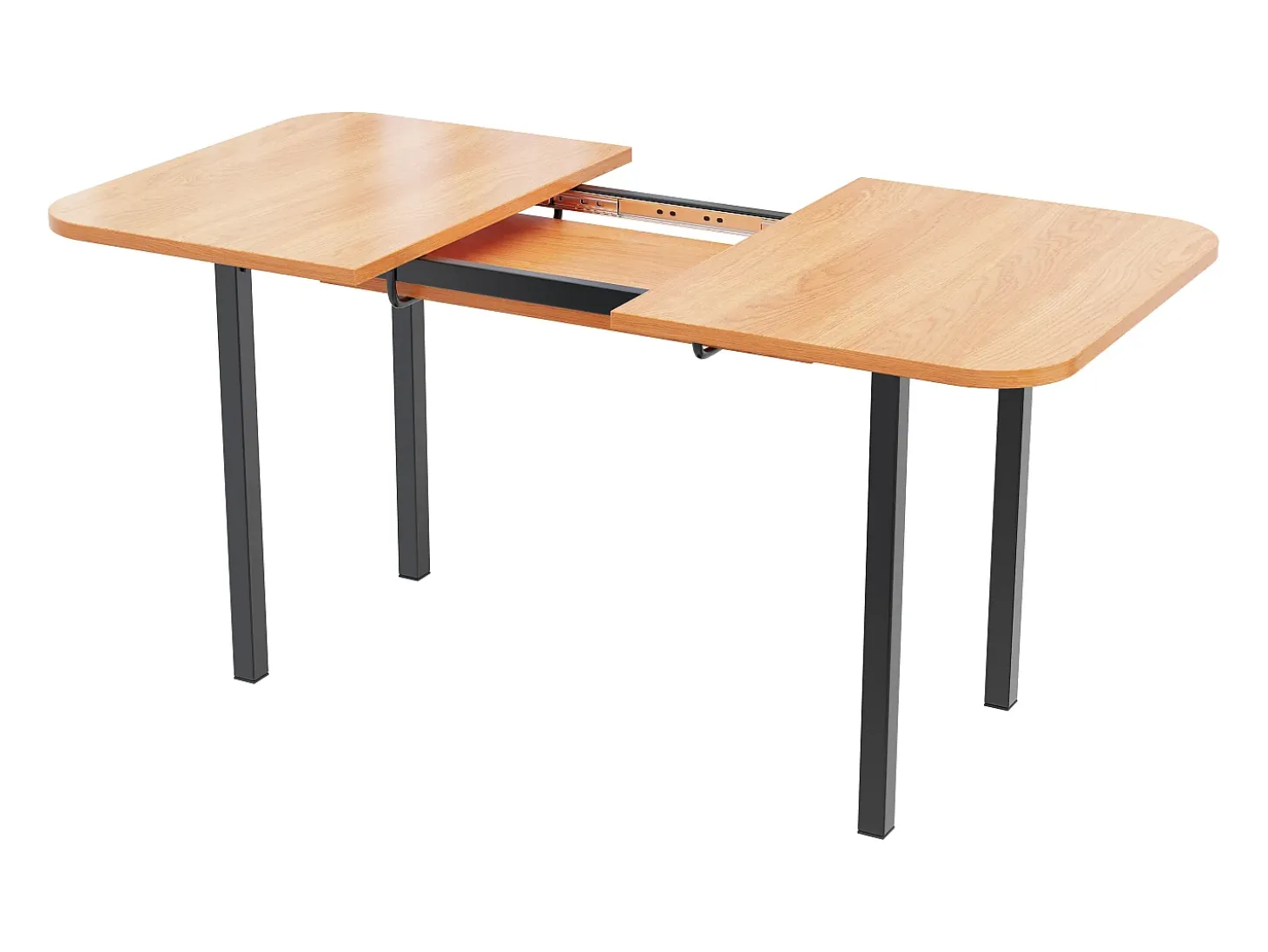 Mesa de comedor extensible para 4 a 6 cubiertos - L 120/160 x W 80 x H 75 cm - Madera MDF y metal - Natural