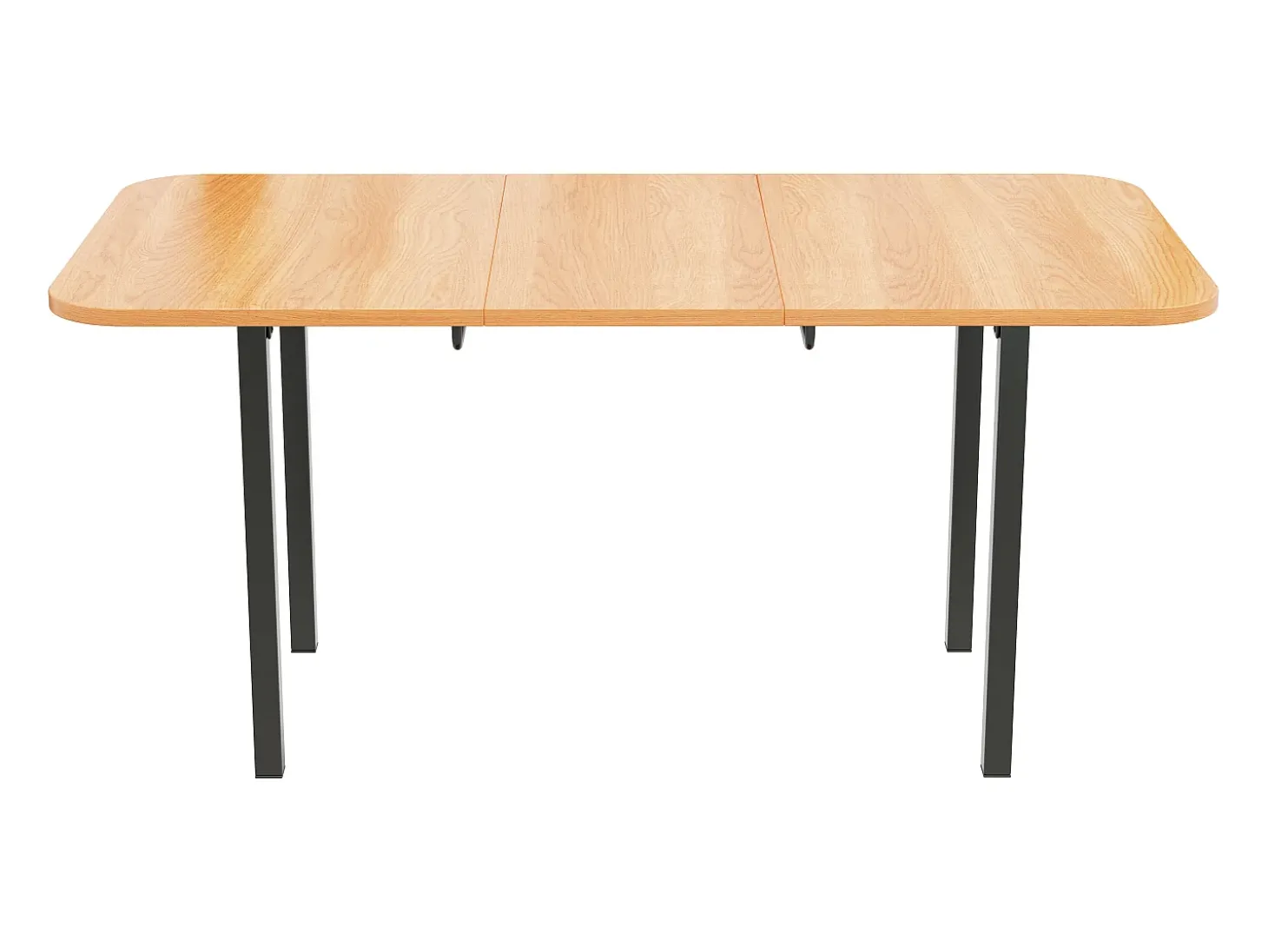 Mesa de comedor extensible para 4 a 6 cubiertos - L 120/160 x W 80 x H 75 cm - Madera MDF y metal - Natural
