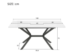 Mesa de comedor extensible para 4 a 6 personas en MDF y metal - Blanco y Negro
