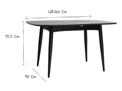 Mesa de comedor extensible en nogal natural L130-160 cm NORDECO