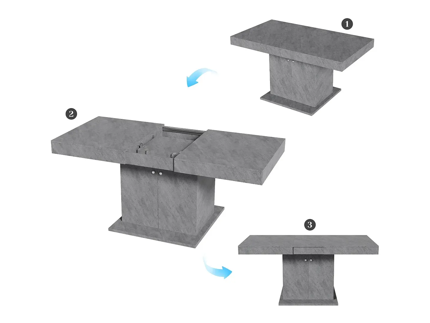 Mesa de comedor extensible - con almacenamiento debajo - estilo moderno - Gris